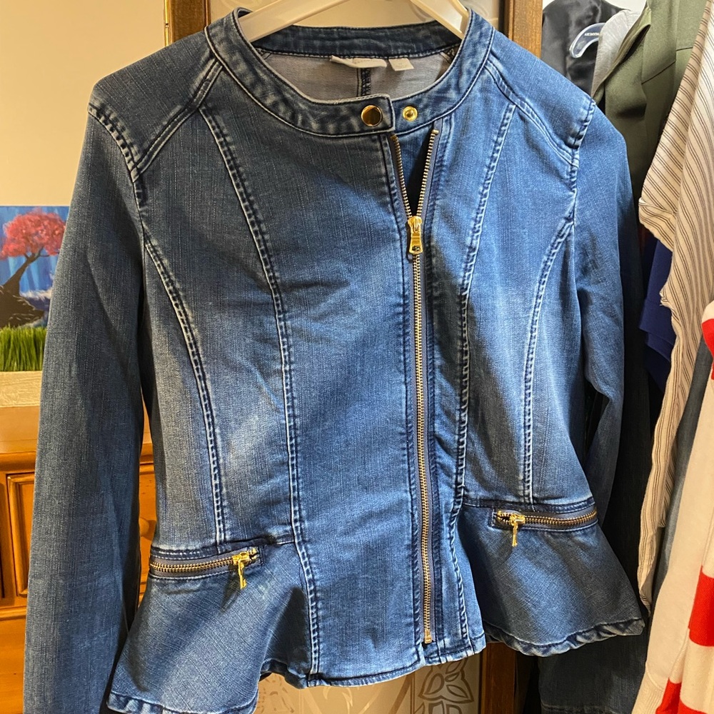 New York & Company Peplum Denim Jacket (S)